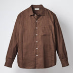 Micro Plaid Open Collar Shirt #Brown [SD26F-SH02]