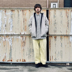 2TUCK WIDE CUT&SEW PANTS #L-YELLOW [AY-1027]