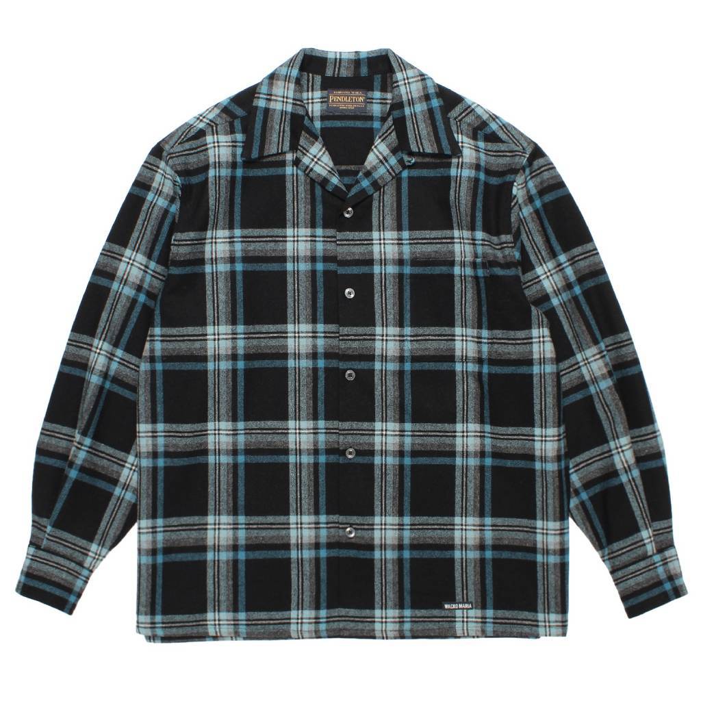 PENDLETON | WOOL OMBRE CHECK OPEN COLLAR SHIRT L/S ( TYPE-3 ) #BLUE / WHITE [26FW-WMS-PE03]