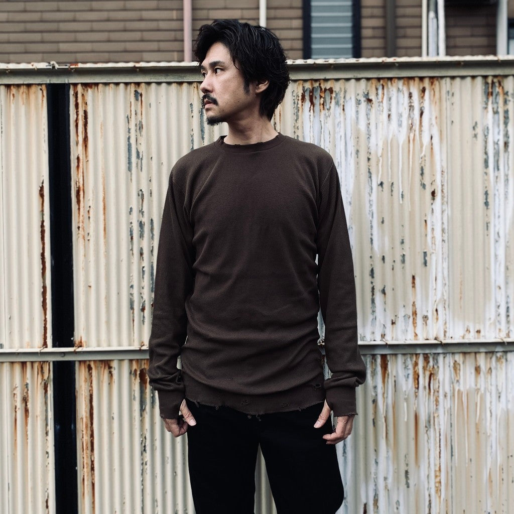 Combat Long Thermal With Damaged (CLASSIC WAFFLE KNIT) #MOCHA [M-P2-TP6]