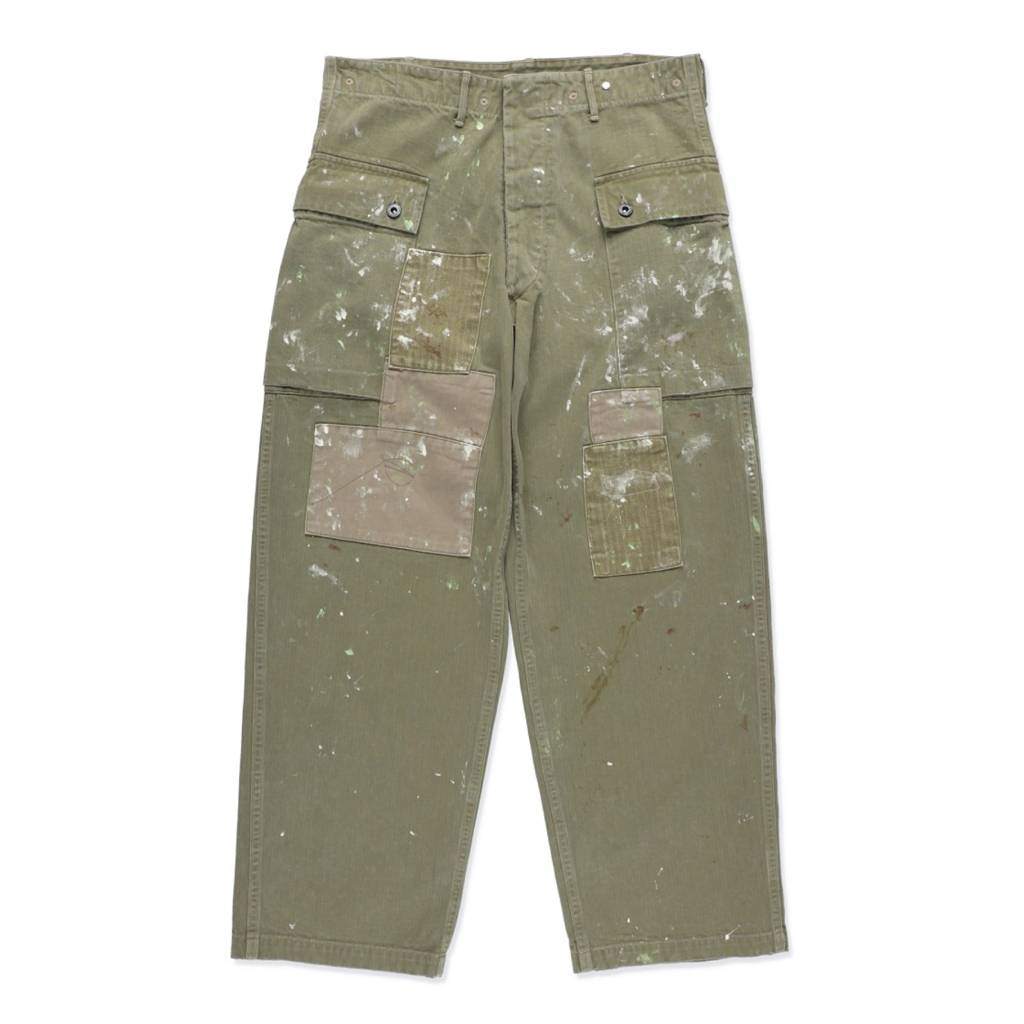 PAINT STAINED USMC P-44 HBT TROUSERS #PAINT STAINED OD [BW252-PU4HT]