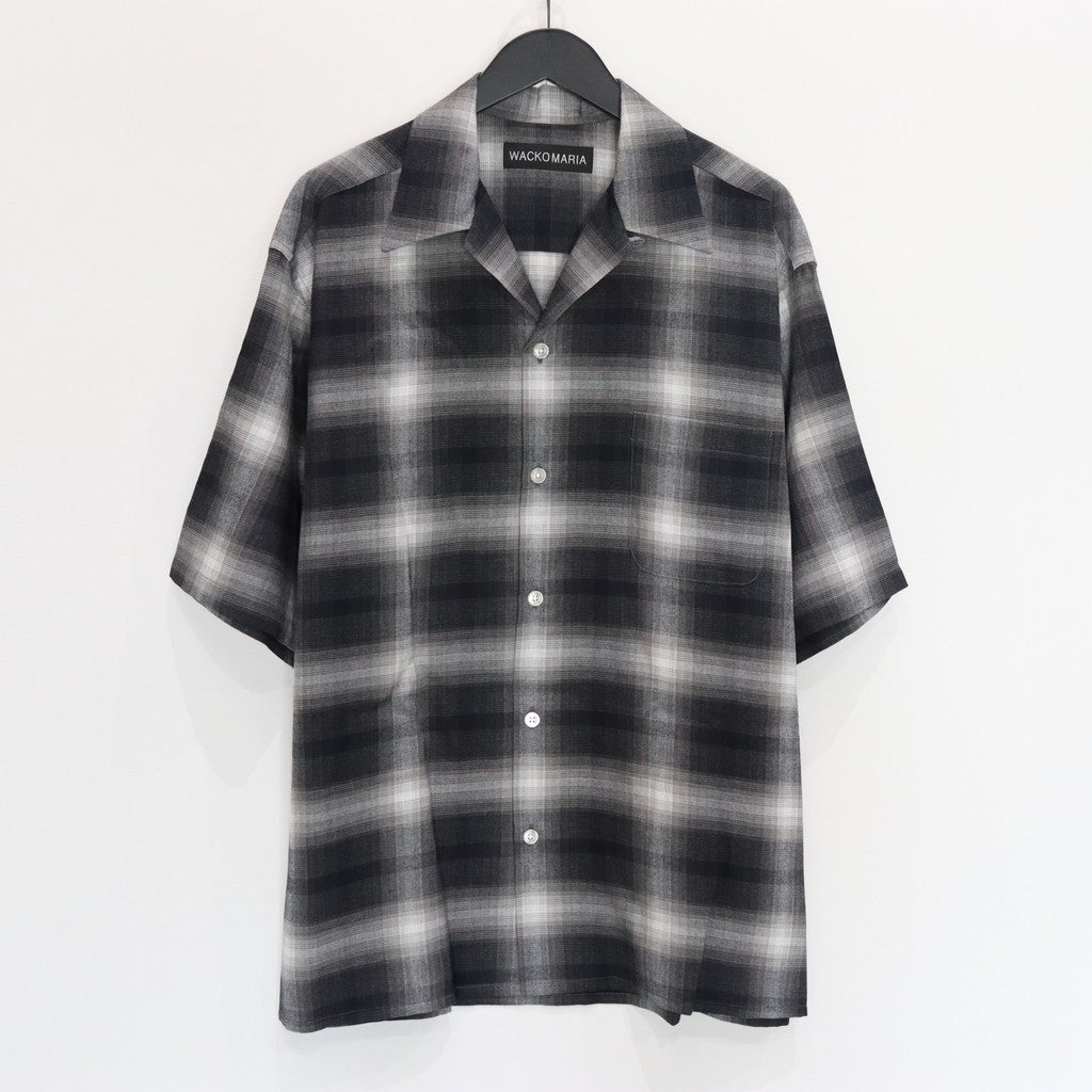 漸層格紋開領襯衫 短袖（TYPE-2）#灰色 [25SS-WMS-OC03]