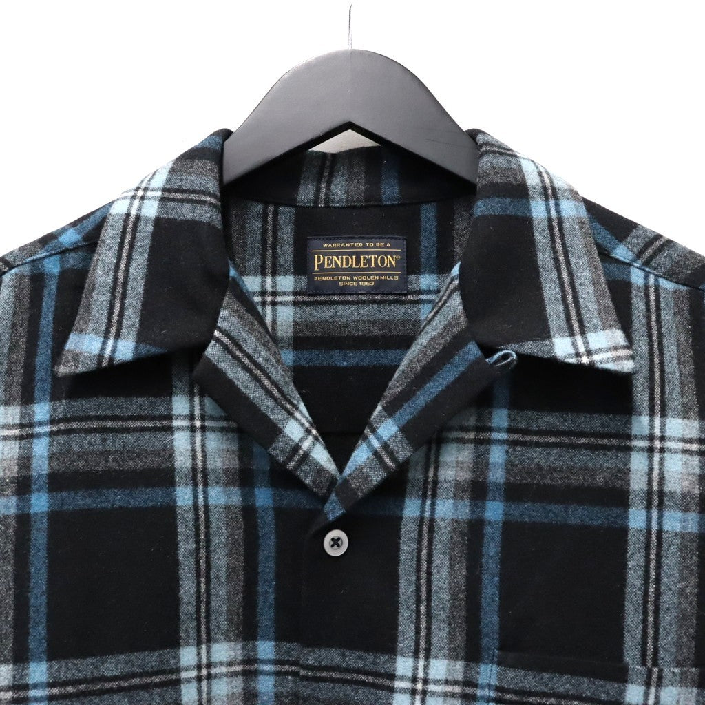 PENDLETON | WOOL OMBRE CHECK OPEN COLLAR SHIRT L/S ( TYPE-3 ) #BLUE / WHITE [26FW-WMS-PE03]