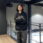 COLLEGE HOODED SWEAT SHIRT #BLACK [FW24-SW05]