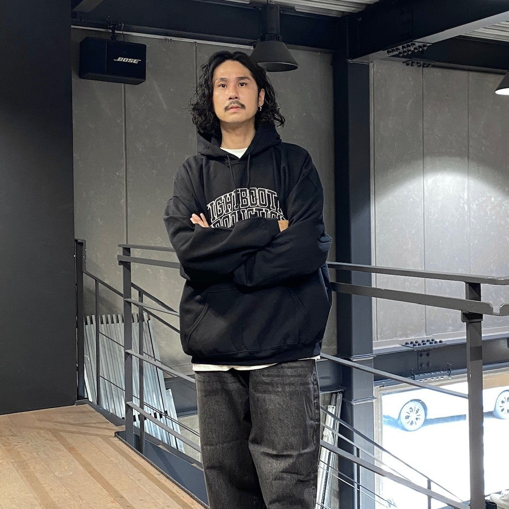 COLLEGE HOODED SWEAT SHIRT #BLACK [FW24-SW05]