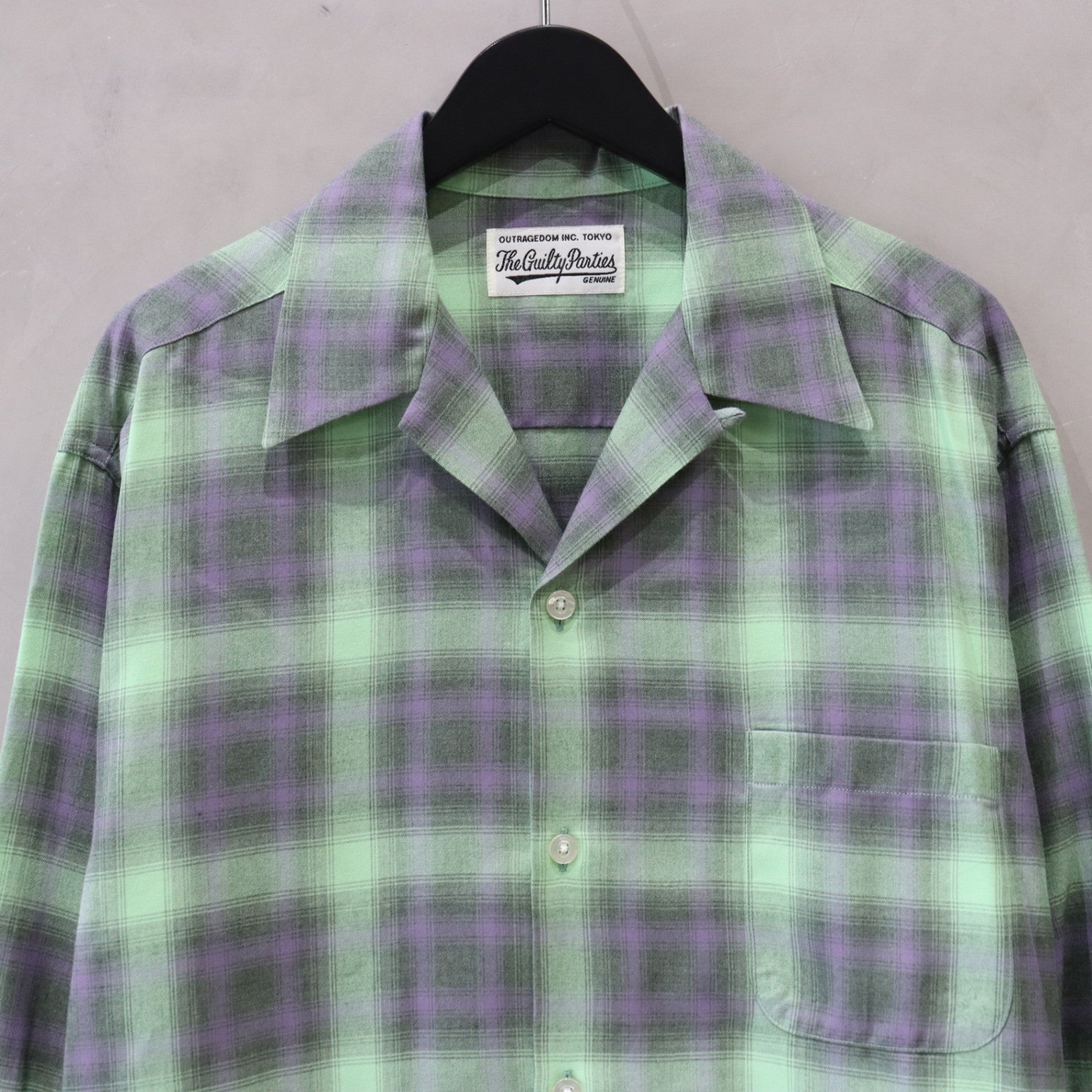 OMBRE CHECK OPEN COLLAR SHIRT L/S (TYPE-2) #GREEN [24FW-WMS-OC02]