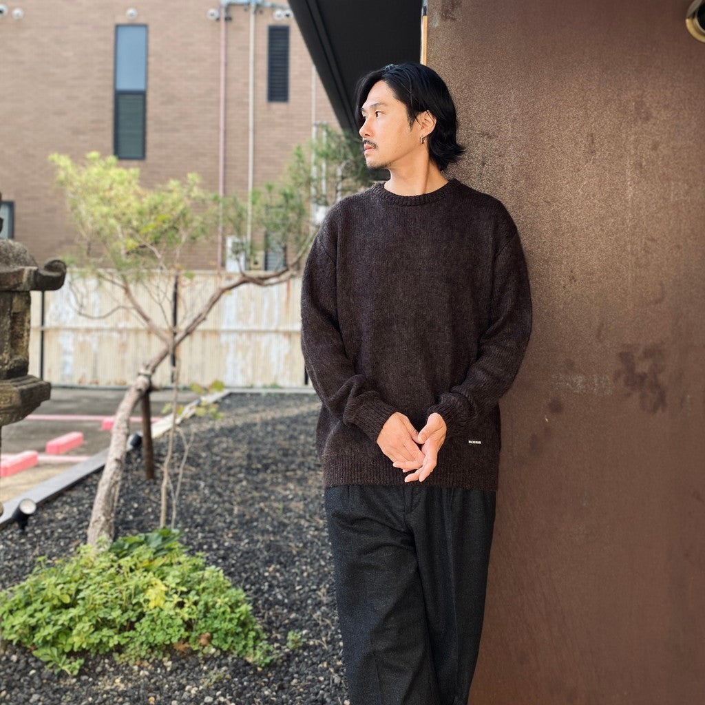 MIX MOHAIR CREW NECK SWEATER #BROWN [26FW-WMK-KN03]
