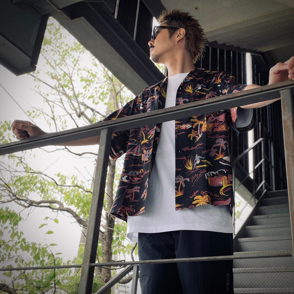 HAWAIIAN SHIRT S/S ( TYPE-2 ) #BLACK [25SS-WMS-HI02]