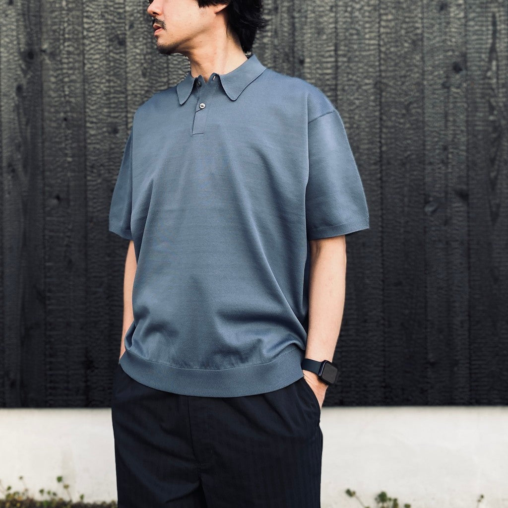 TECH KNIT POLO S/S #SMOKE BLUE [BE-43026]