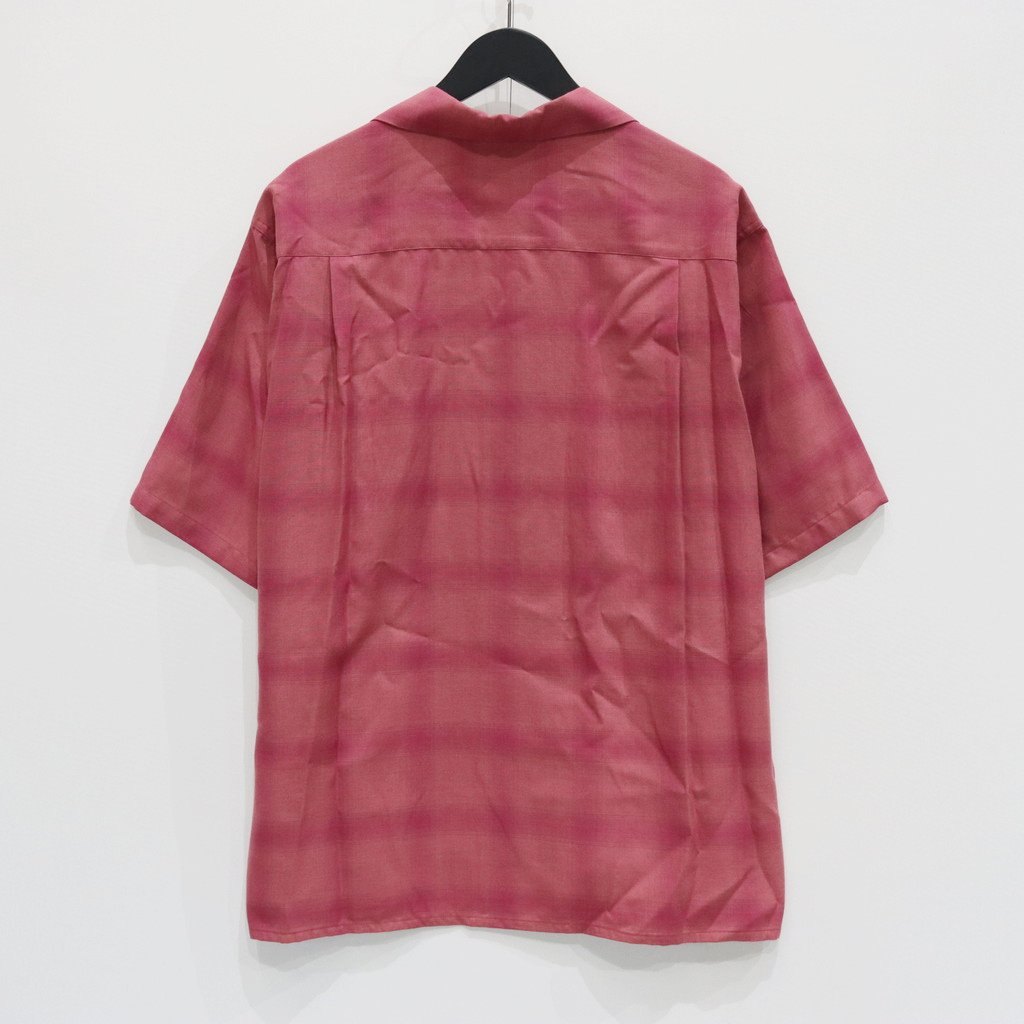 OMBRE CHECK OPEN COLLAR SHIRT S/S ( TYPE-3 ) #PINK [25SS-WMS-OC20]