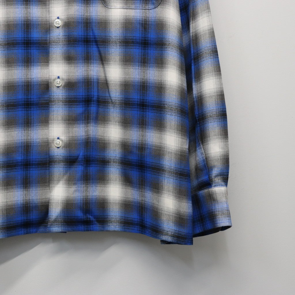 Ombre Check Denim Open Coller shirt まとめ OMBRE CHECK OPEN COLLAR SHIRT L/S ( TYPE-1 ) #BLUE [25FW-WMS