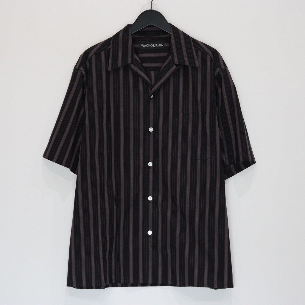 STRIPED OPEN COLLAR SHIRT S/S ( TYPE-2 ) #BLACK [25SS-WMS-OC04]