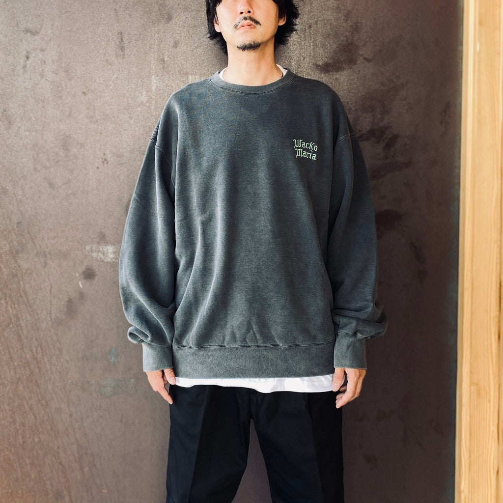 WASHED MIDDLE WEIGHT CREW NECK SWEAT SHIRT ( TYPE-3 ) #GRAY/GREEN [26FWE-WMC-SS05]