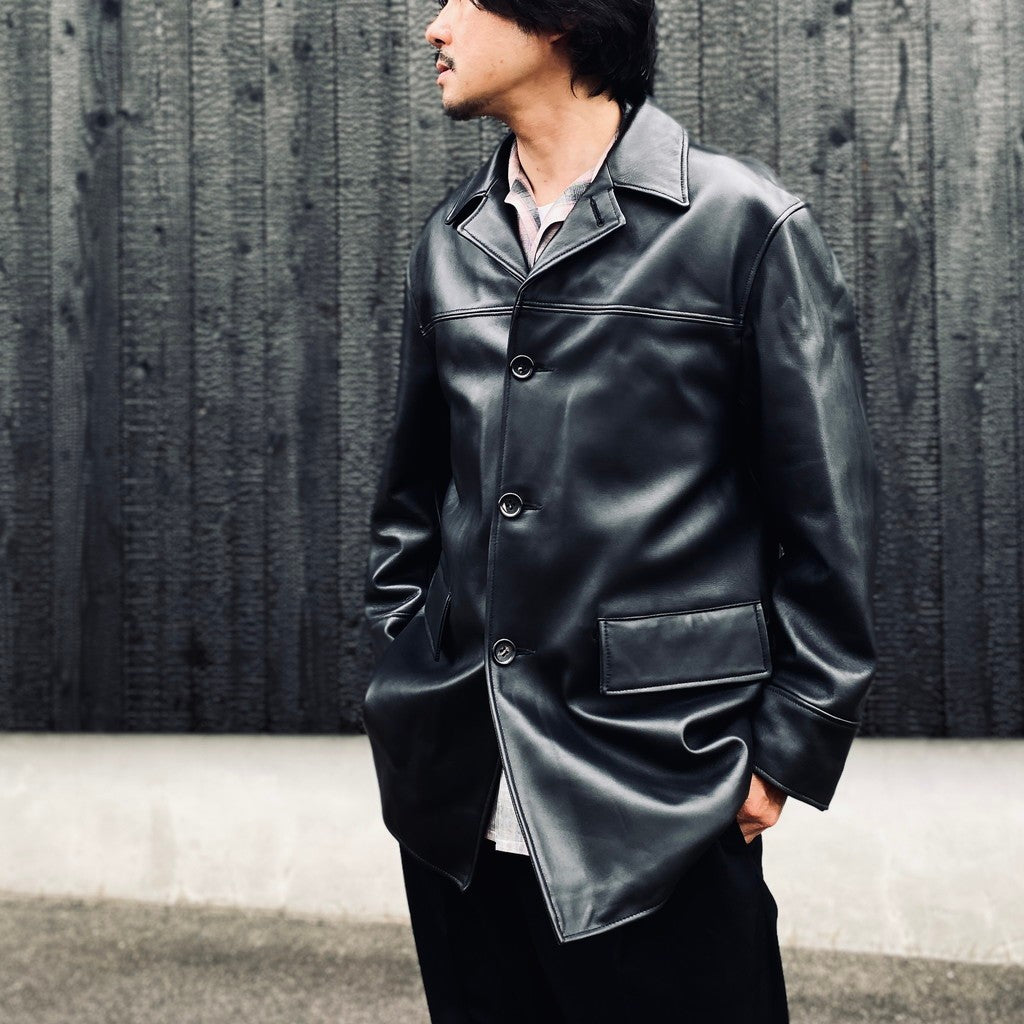 LEATHER COAT ( TYPE-2 ) #BLACK [26FWE-WMO-CO02]