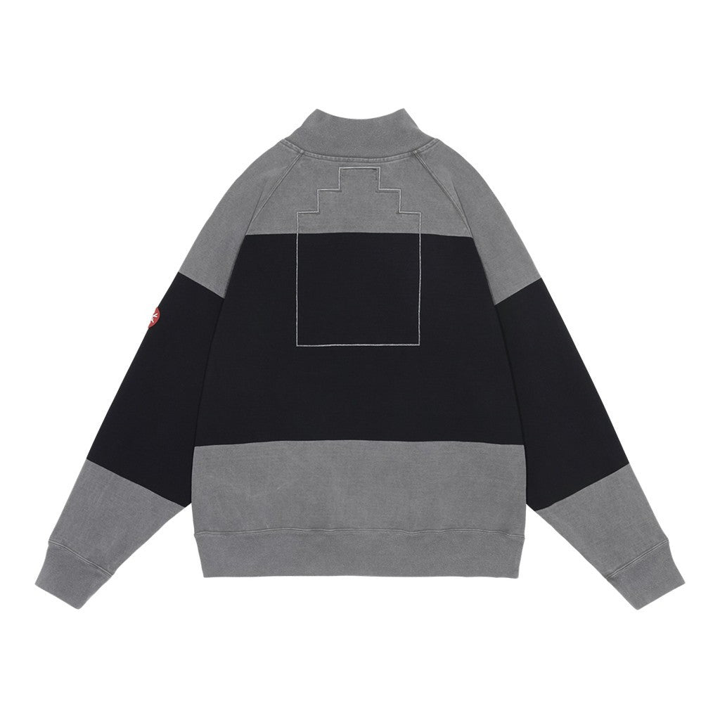 染色條紋半拉鍊衫 #灰色 [CES28CS19]