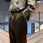 褶襉長褲 #棕色 [24FWE-WMP-TR01]