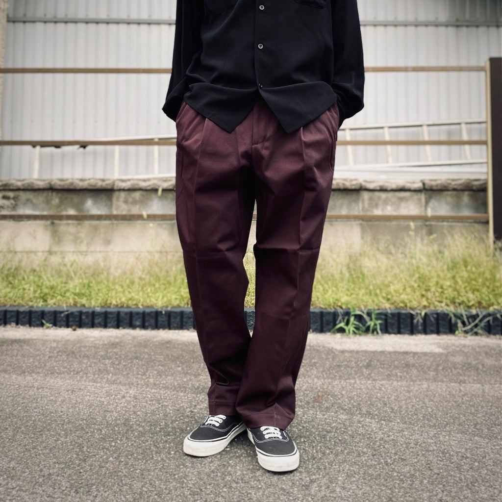 DOUBLE PLEATED CHINO TROUSERS ( TYPE-1 ) #BURGUNDY [25FW-WMP-PT01]