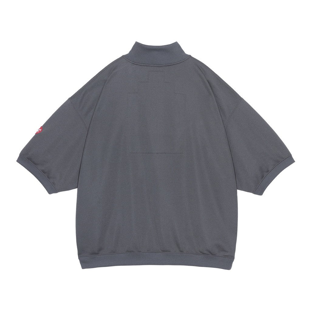 PE JERSEY SHORT SLEEVE HALF ZIP #CHARCOAL [CES29CS21]