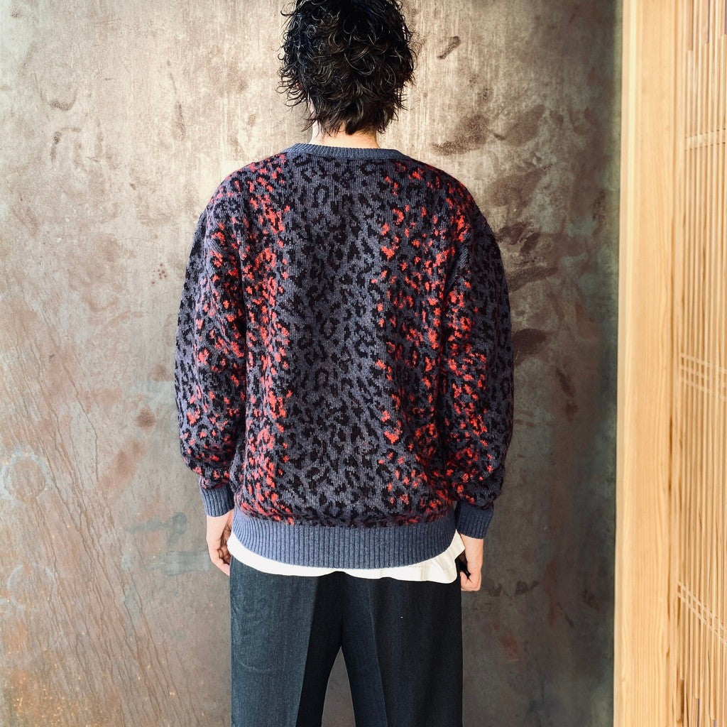 LEOPARD MOHAIR CREW NECK SWEATER #NAVY [25FW-WMK-KN07]