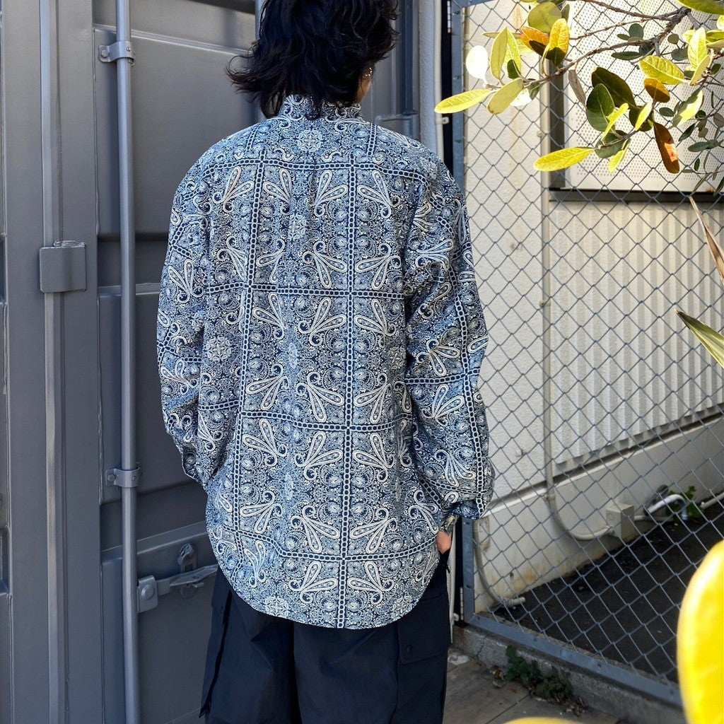 TECH BUTTON DOWN L/S SHIRT PAISLEY #NAVY [BE-81024]