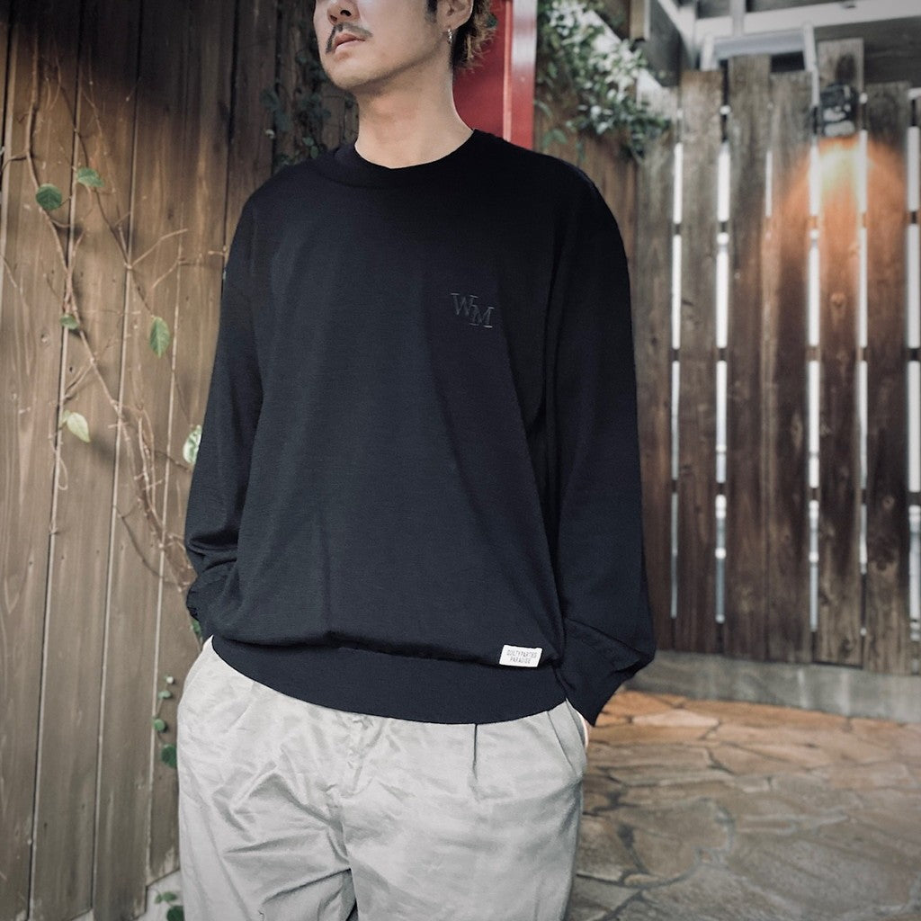 棉質針織圓領毛衣（2 型）#黑色 [25SSE-WMK-KN02]