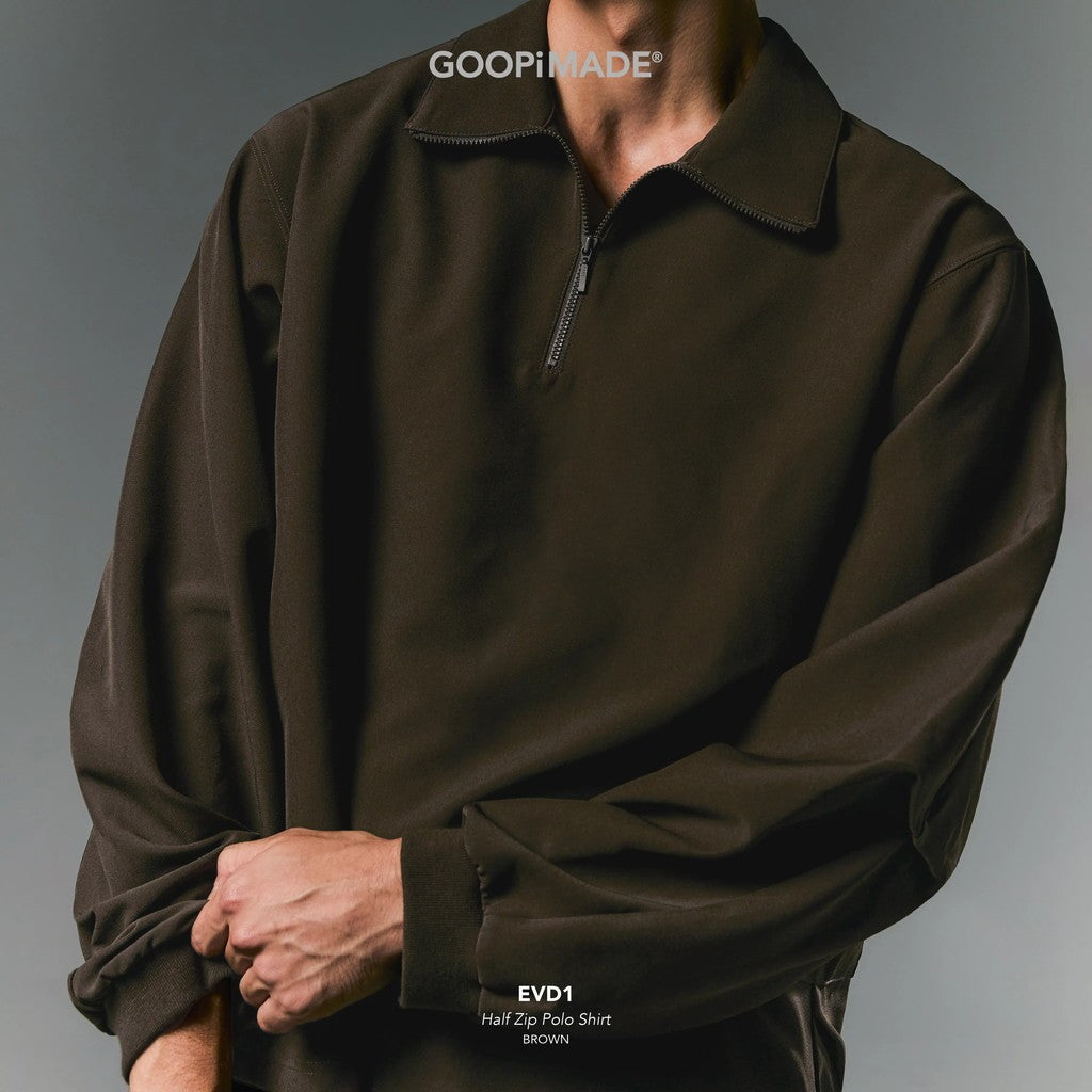 EVD1 Half Zip Polo Shirt #Brown [GOOPI-26AW-SEP-02]