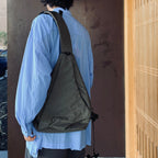 TEXTURED TWILL LAYERED SLINGER BAG #CHARCOAL [FTT36262B0009]
