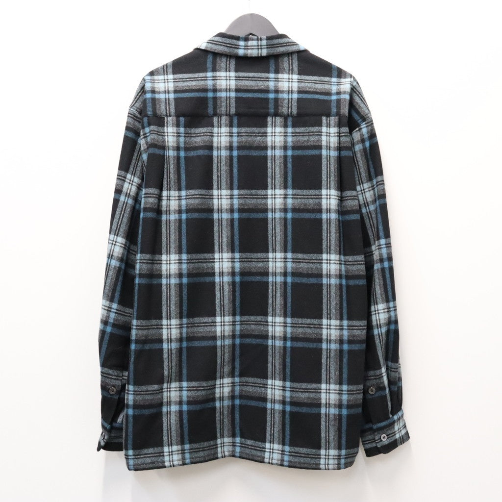PENDLETON | WOOL OMBRE CHECK OPEN COLLAR SHIRT L/S ( TYPE-3 ) #BLUE / WHITE [26FW-WMS-PE03]