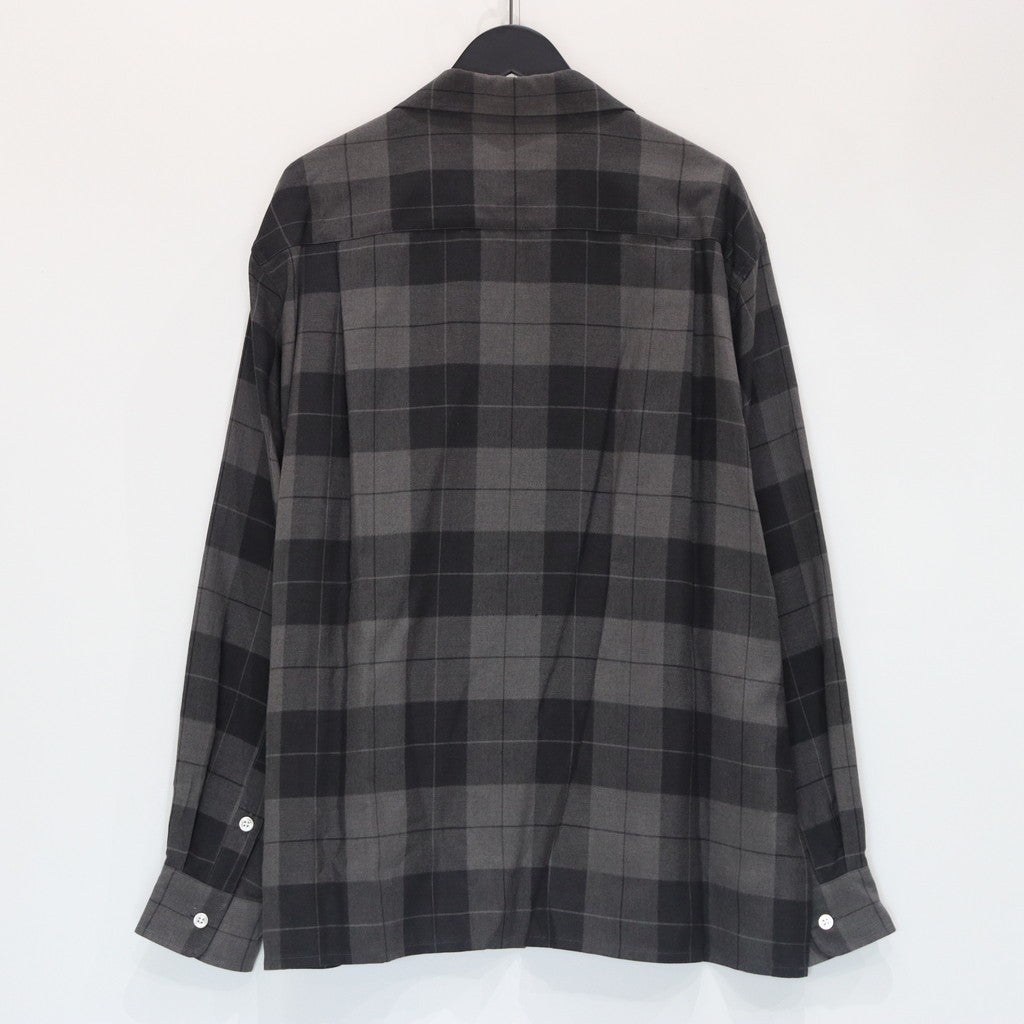 漸層格紋開領長袖襯衫 #灰色 [25FWE-WMS-OC01]