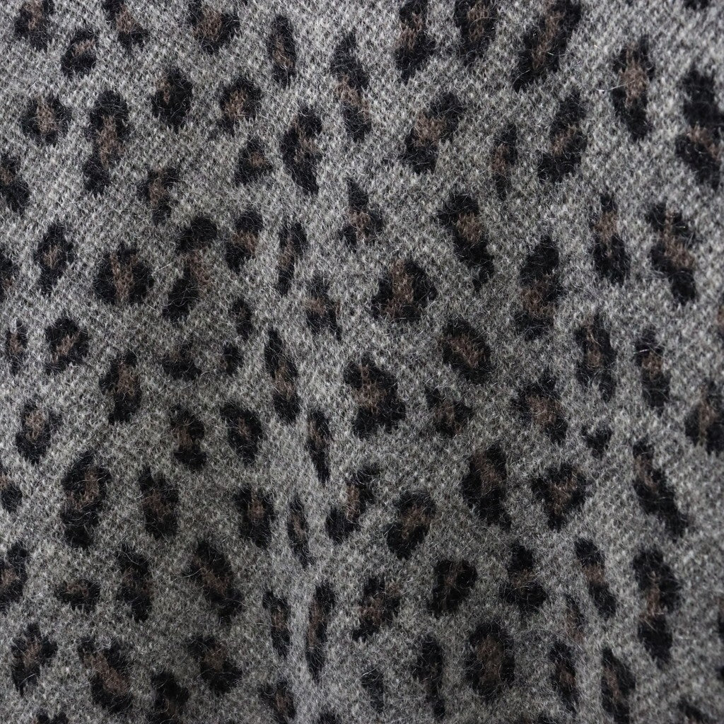 豹紋馬海毛圓領毛衣 #灰色 [24FW-WMK-KN11]