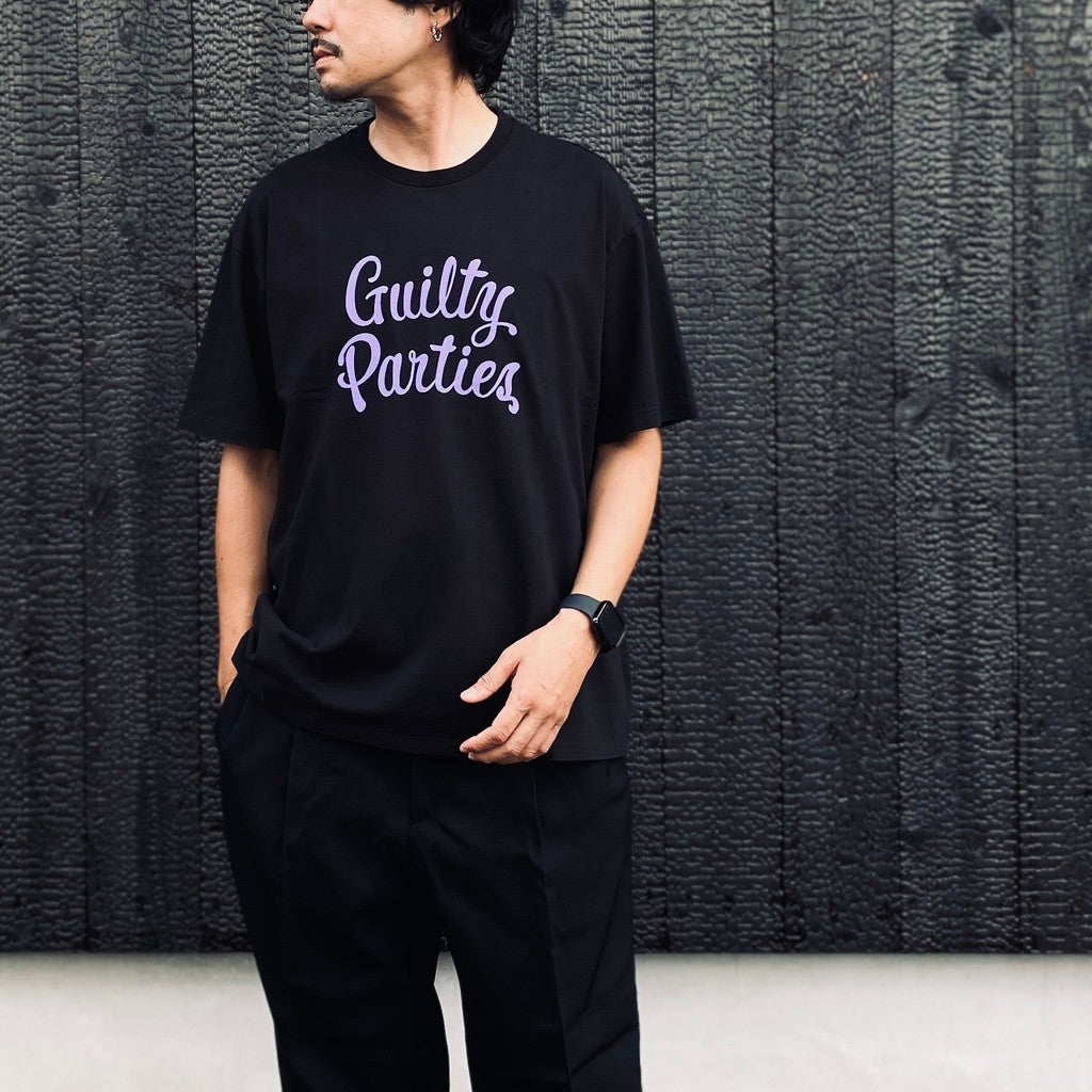 WASHED HEAVY WEIGHT CREW NECK T-SHIRT ( TYPE-15 ) #BLACK / PURPLE [26FW-WMT-WT18]