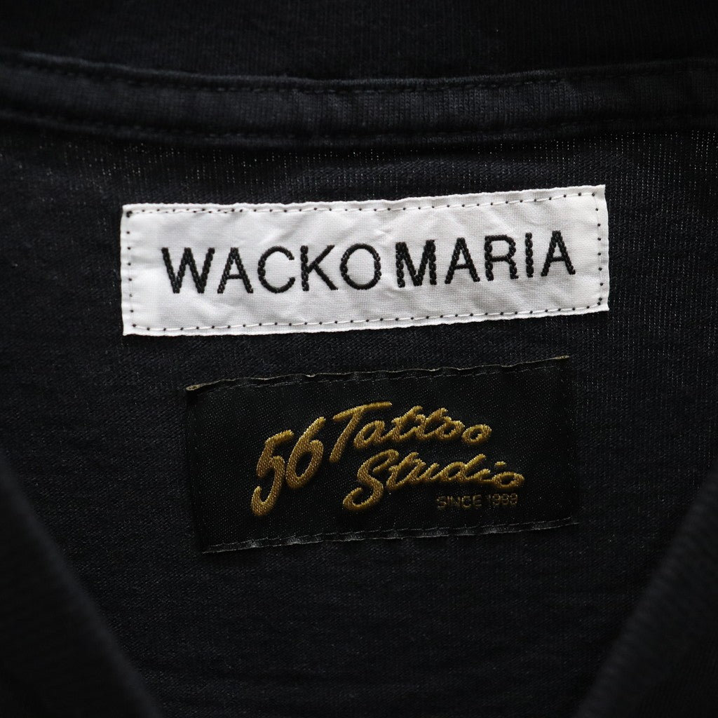 56 TATTOO STUDIO | WASHED HEAVY WEIGHT CREW NECK LONG SLEEVE T-SHIRT #BLACK [56TS-WM-LT03]