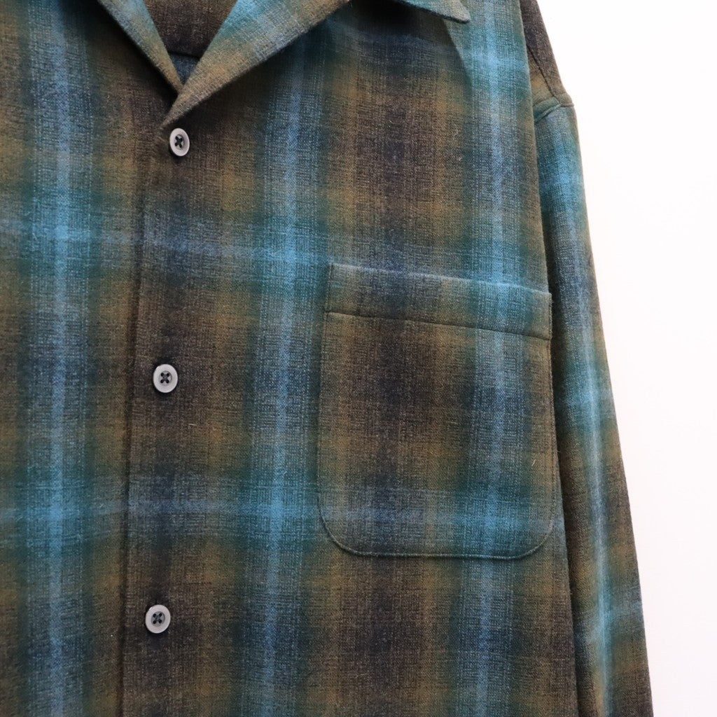 PENDLETON | WOOL OMBRE CHECK OPEN COLLAR SHIRT L/S ( TYPE-1 ) #BROWN / BLUE [26FW-WMS-PE01]
