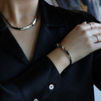 Triangle Leather Necklace -Black- #BLACK/SILVER [XOLN001-45-BLK]