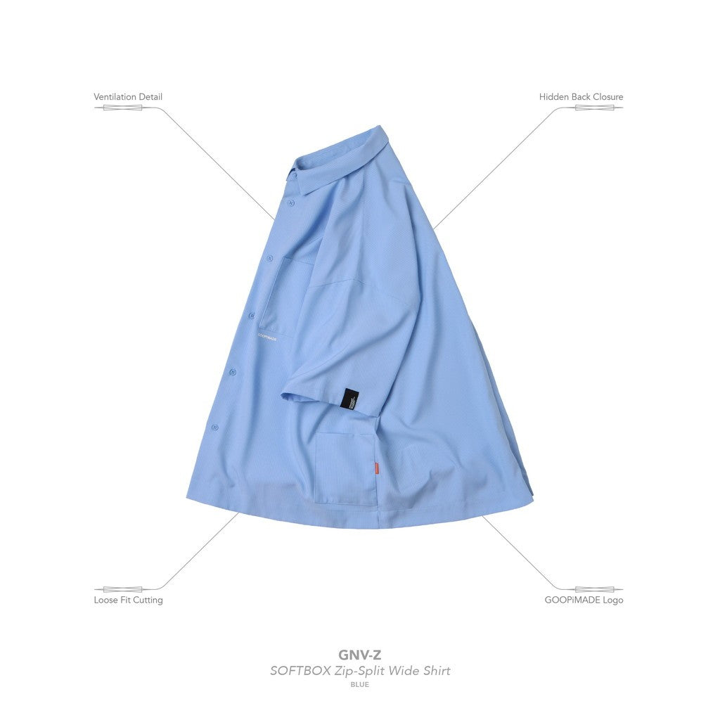 「GNV-Z」 SOFTBOX Zip-Split Wide Shirt #BLUE [GOOPI-25SS-JUN-02]
