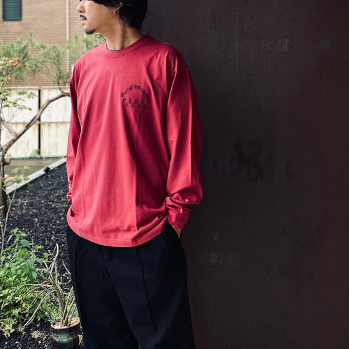 WASHED HEAVY WEIGHT CREW NECK LONG SLEEVE T-SHIRT ( TYPE-1 ) #RED [26FW-WMT-LT01]