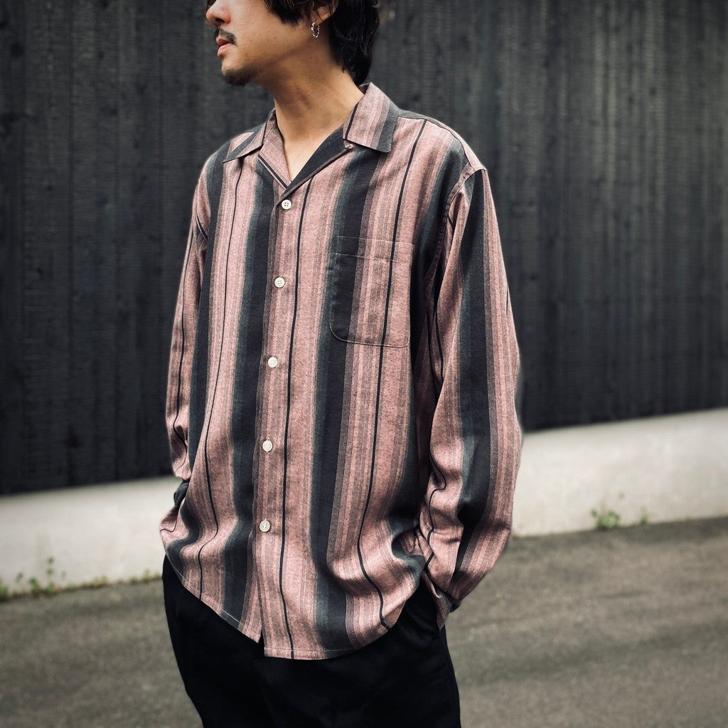 OMBRE STRIPED OPEN COLLAR SHIRT L/S #PINK [26SS-WMS-OC13