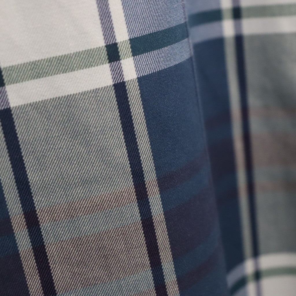 TECH SPORTS OPEN COLLAR SHIRT L/S BIG TARTAN #NAVY [BE-81026W]
