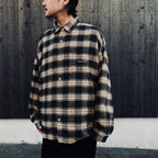 PLAID FLANNEL L/S SHIRT #Black x Beige [FW26-S02]