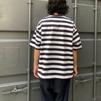 TECH DRAWSTRING BORDER S/S TEE #WHITE/NAVY [BE-36024]