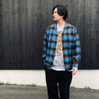 OMBRE CHECK OPEN COLLAR SHIRT L/S ( TYPE-1 ) #BLUE [26SS-WMS-OC11]