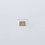 Signet Ring with Gray & Gold Flower #SILVER [XOR125]