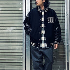 LEATHER VARSITY JACKET -B- (TYPE-2) #BLACK [24FW-WMO-BL16]