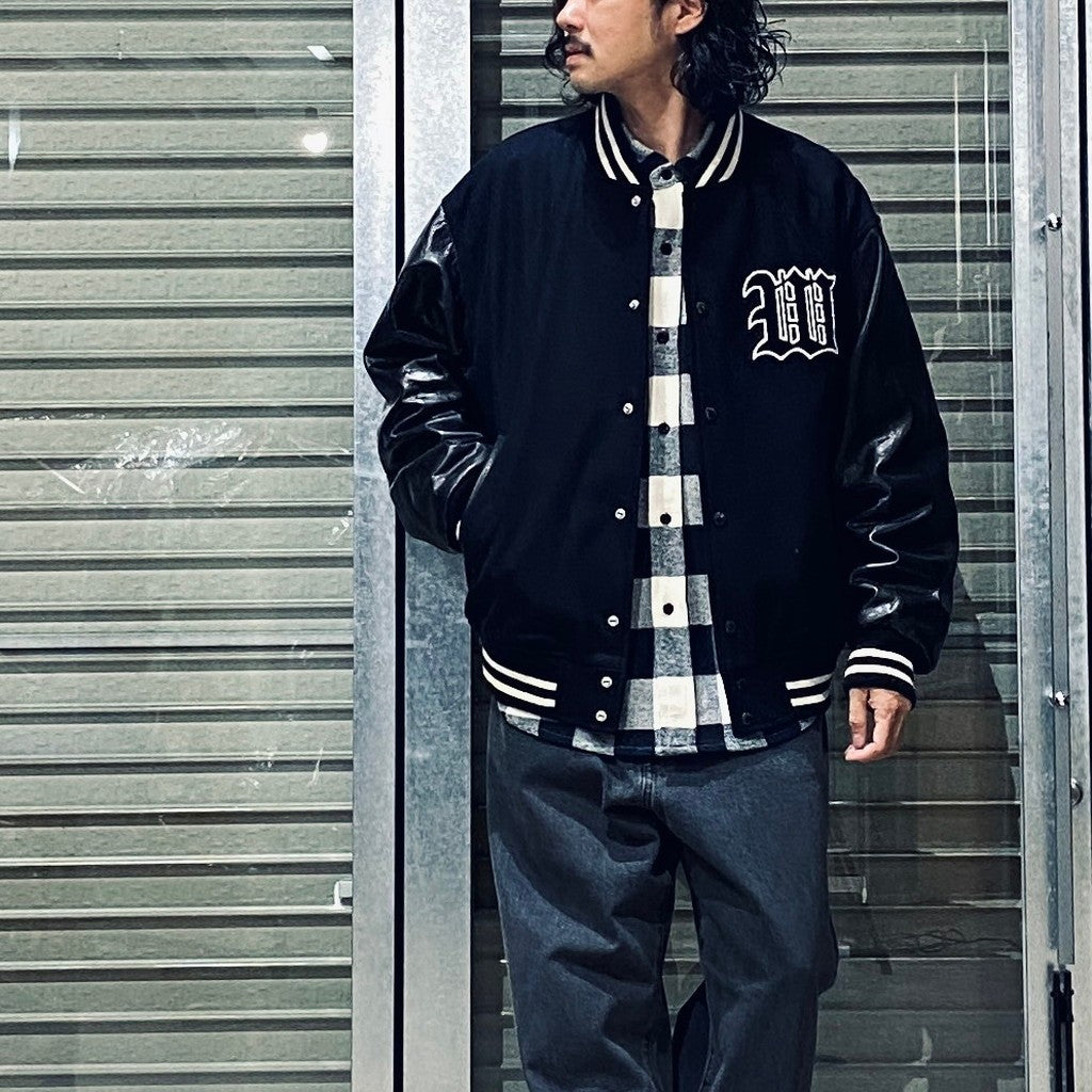 LEATHER VARSITY JACKET -B- (TYPE-2) #BLACK [24FW-WMO-BL16]
