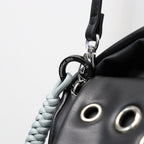 TECH LEATHER EYELET MINI POACH #BLACK [FEL34261B0006]