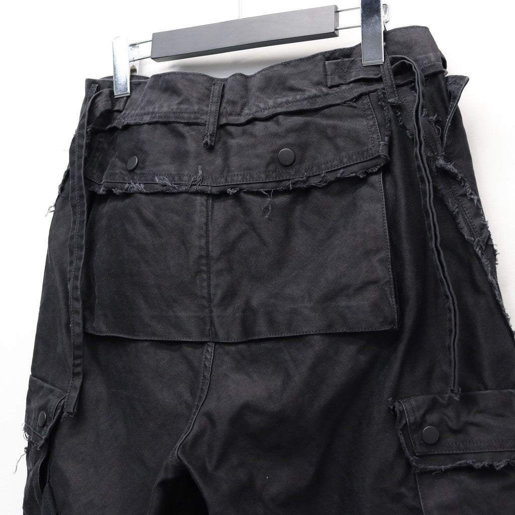 Slash Seam Twist Cargo Pants (PIGMENT DYED MOLESKIN) #BLACK [M-P2-PT13]