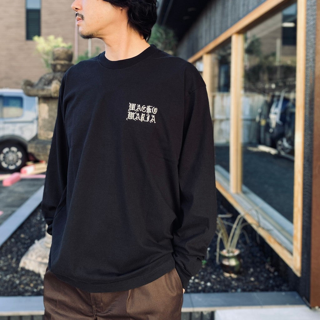 WASHED HEAVY WEIGHT CREW NECK LONG SLEEVE T-SHIRT ( TYPE-2 ) #BLACK [26FW-WMT-LT02]