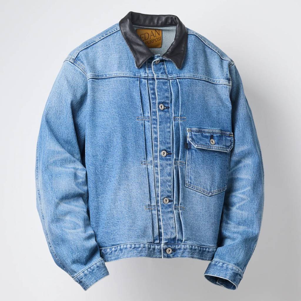 Leather Collar Denim Jacket #Indigo [SD26F-JK01]
