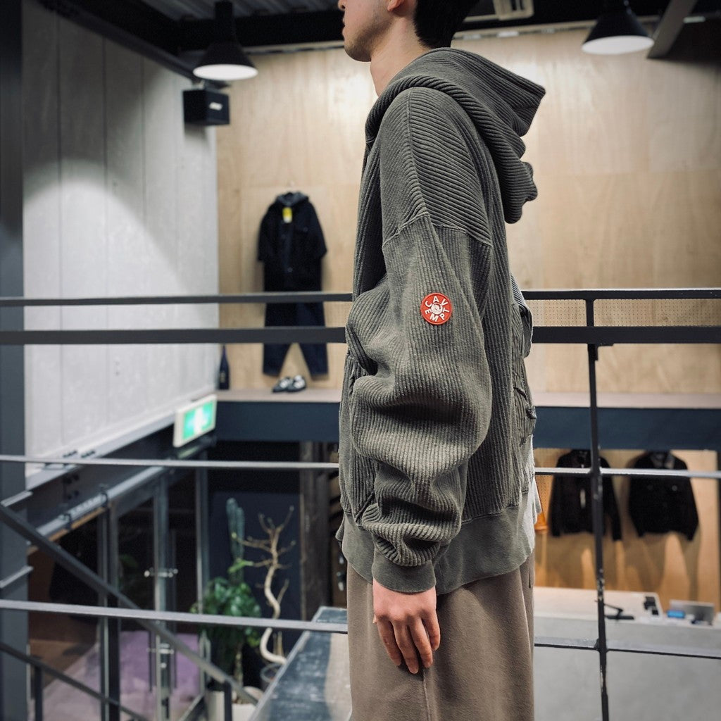 OVERDYE WIDE RIB CUT ZIP HOODY #CHARCOAL [CES27CS18]