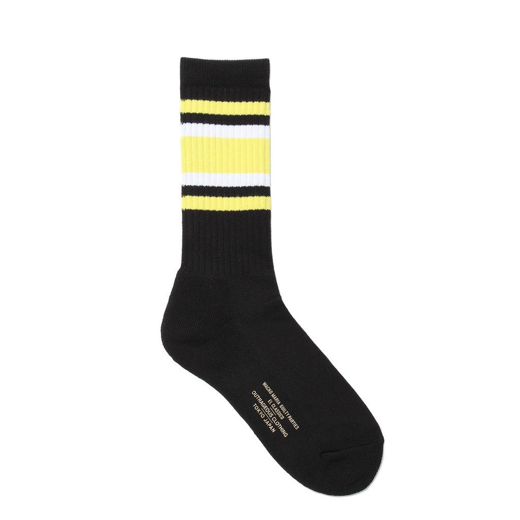 SKATER SOCKS -TYPE 1- #BLACK-YELLOW [24SS-WMA-SO01]